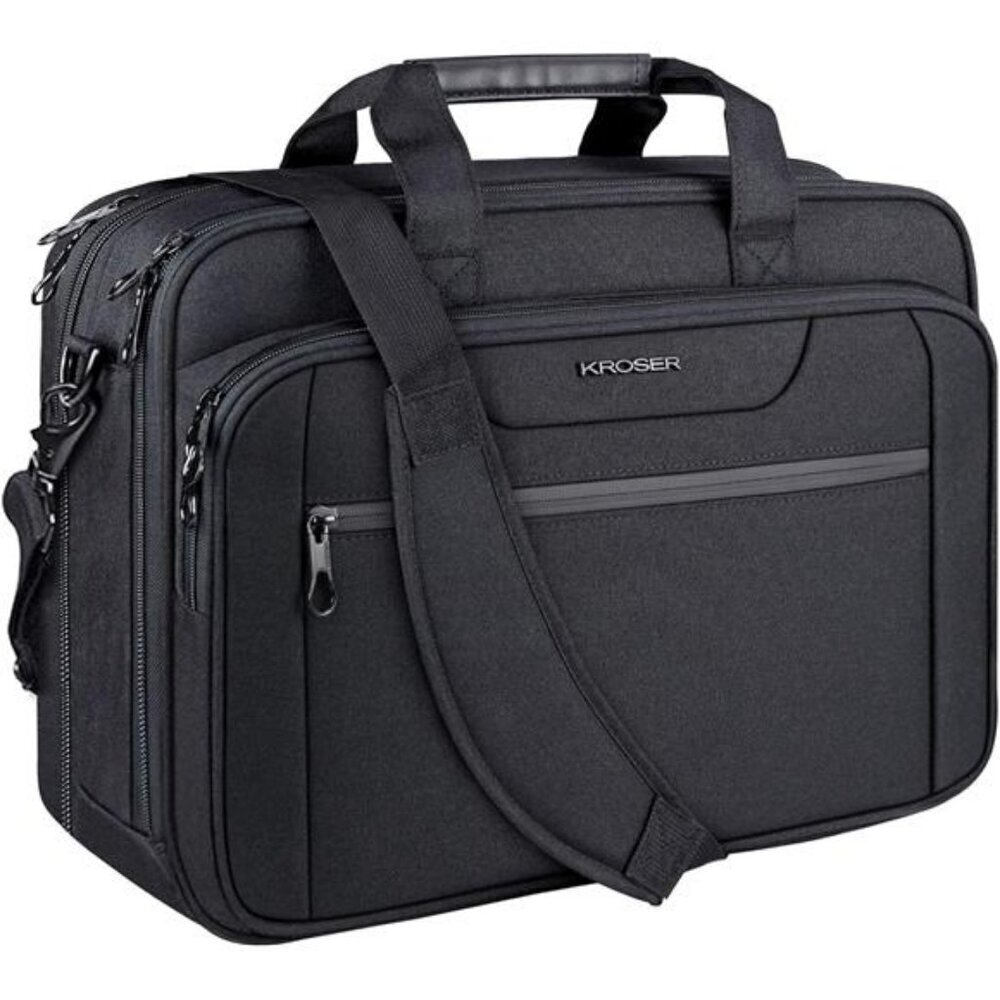 17.3 Inch Laptop Briefcase Expandable Canvas Work Bag